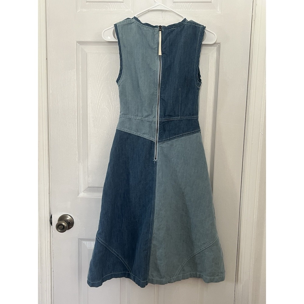 Anthropologie Holding Horses Denim Patchwork Midi Dress Womens Size 2 Sleeveless - Picture 5 of 14
